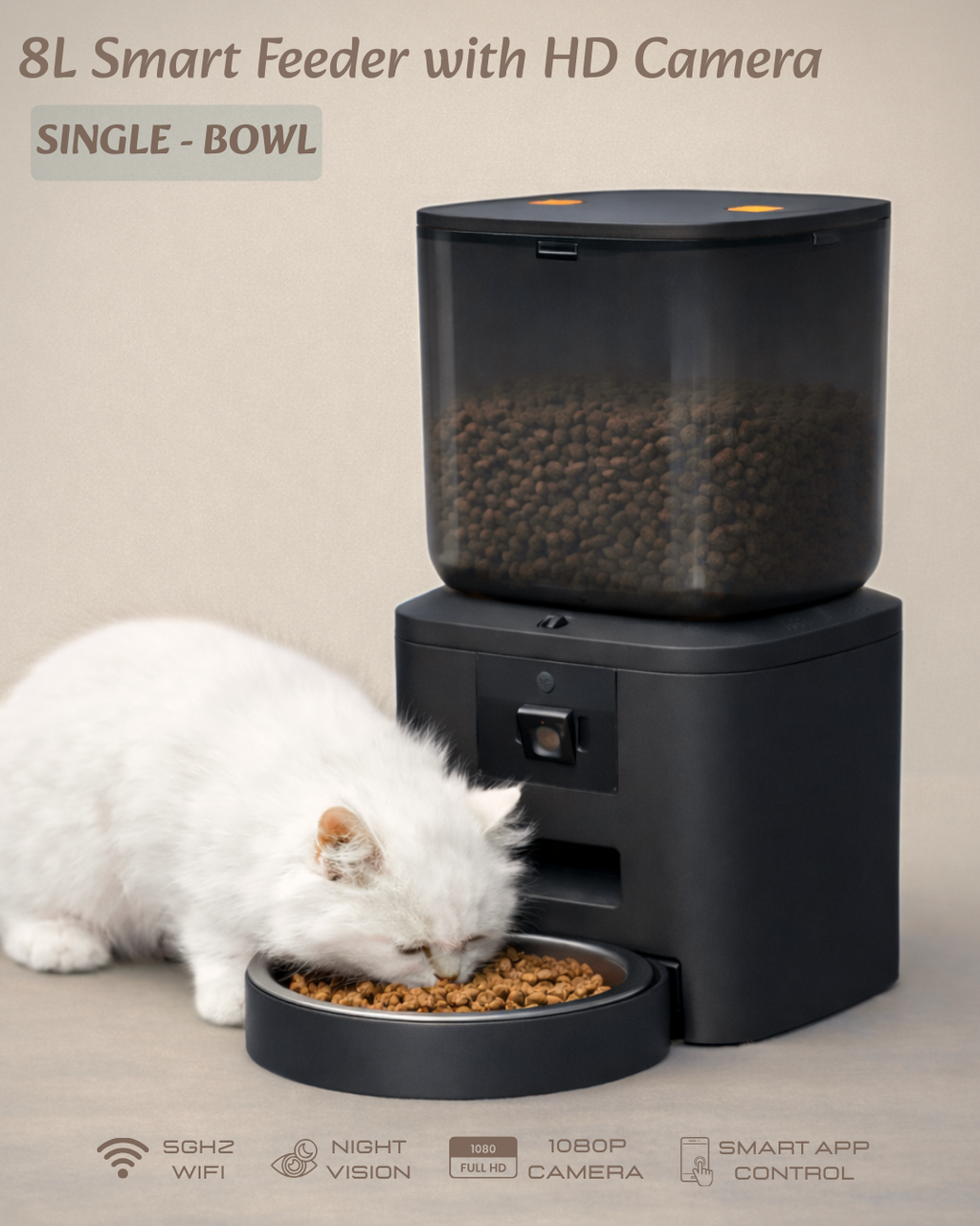 Smart 8L Automatic Pet Feeder — 1080p Camera | App Control