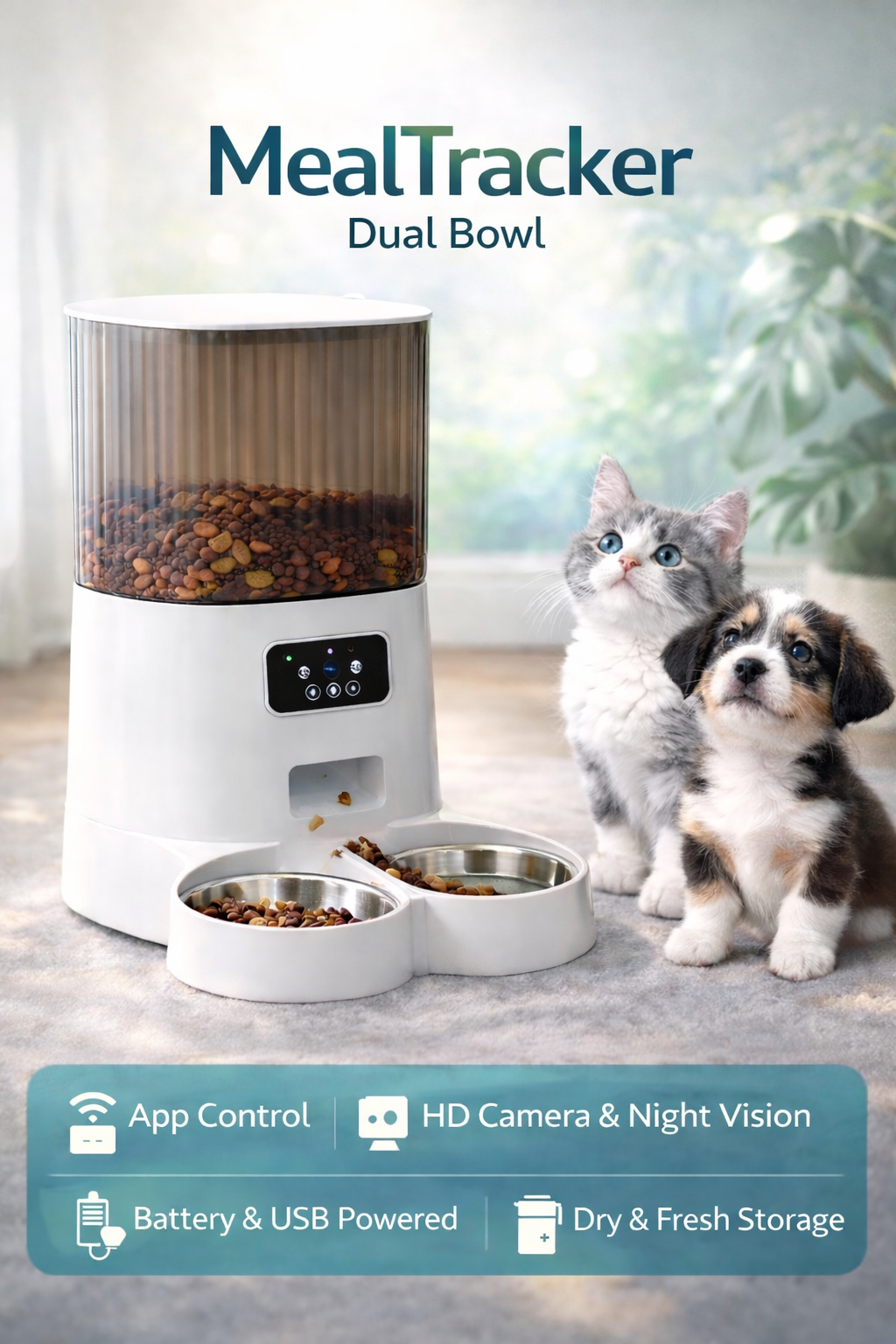 MealTracker (Dual Bowl) Smart Pet feeder