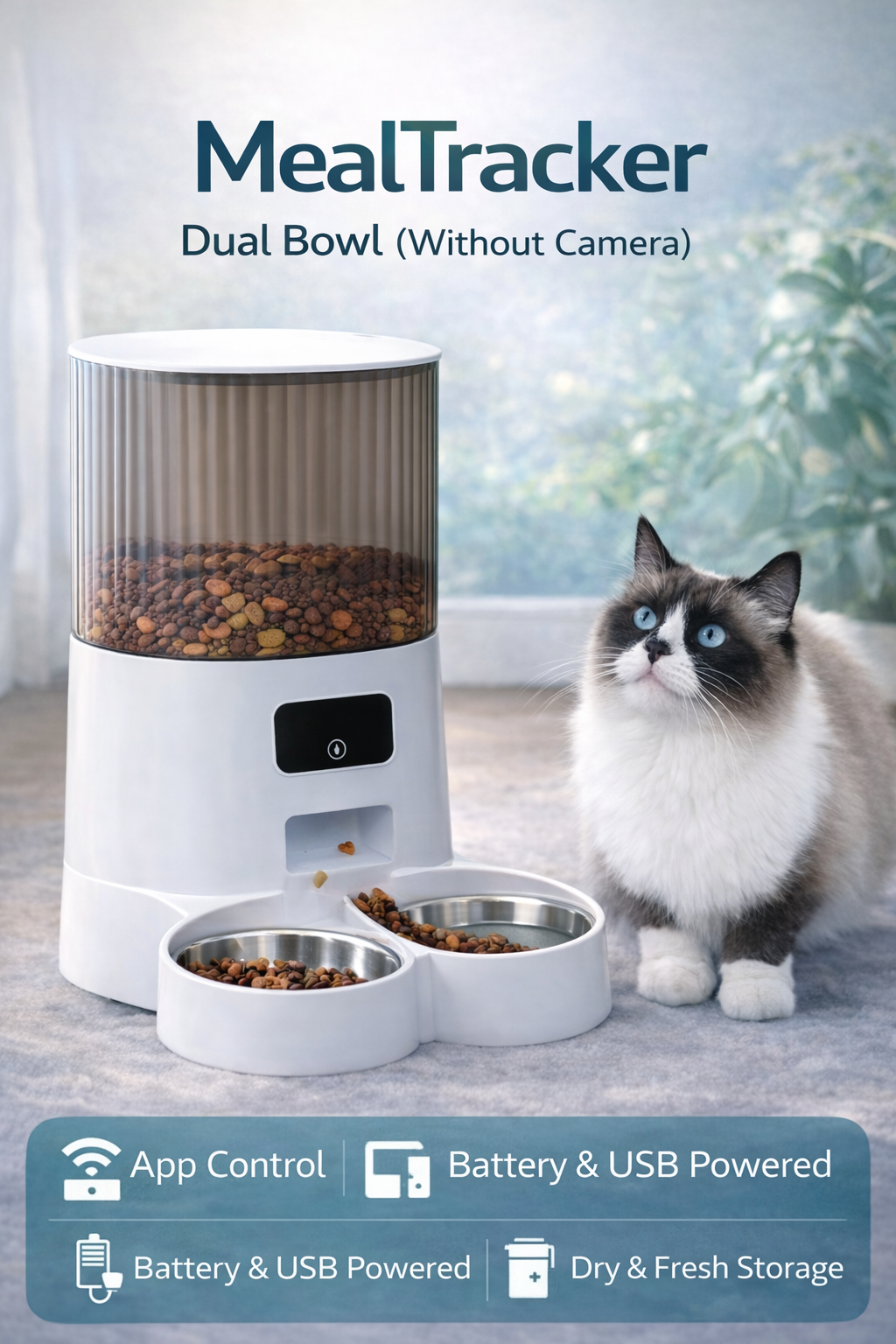 MealTracker (Dual Bowl) Smart Pet feeder
