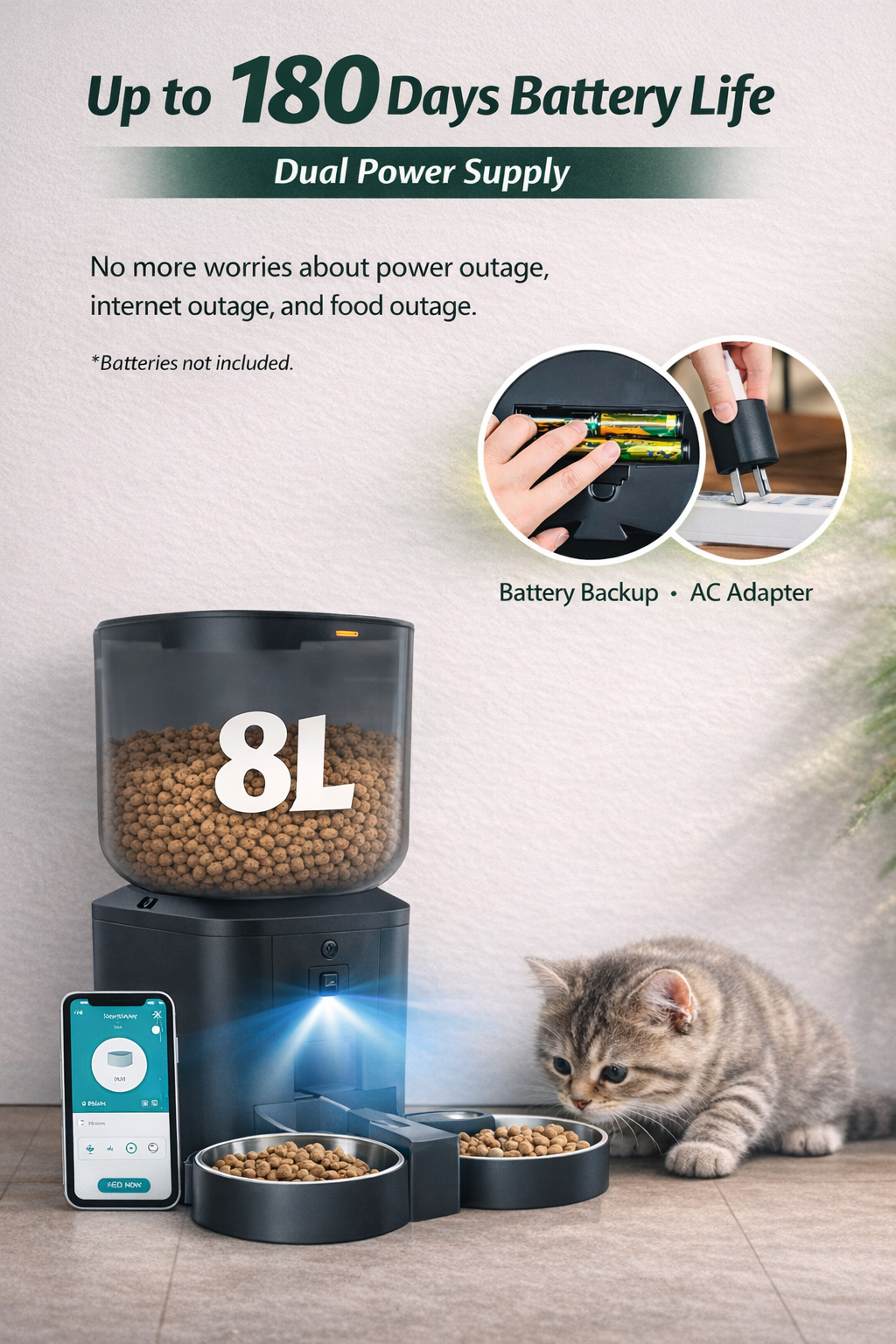 Smart 8L Automatic Pet Feeder — 1080p Camera | App Control